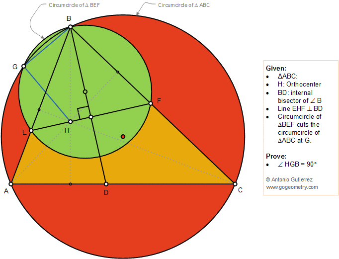 Geometry Problem 1384: Triangle, Orthocenter, Circle, Circumcircle, Angle Bisector, 90 Degree
