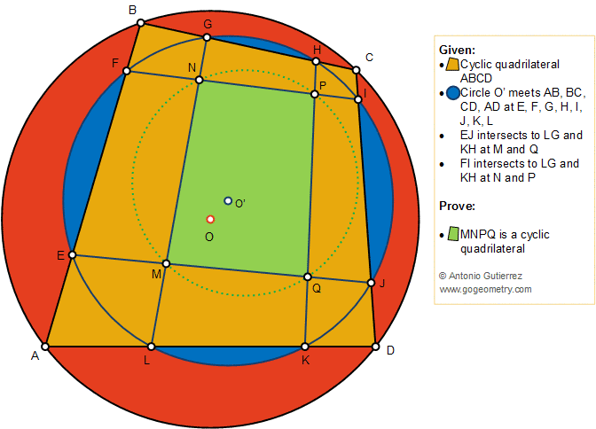 Geometry Problem 1392: Two Cyclic Quadrilateral, Cyclic Octagon, Circle