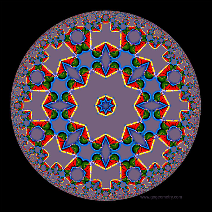 Geometric Art: Hyperbolic Kaleidoscope of problem 87 using iPad Apps. of problem 1397 using iPad Apps, software