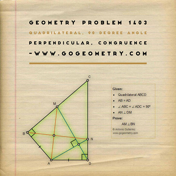 Poster of Problem 1403: Sketching, iPad, Typography, Art, quadrilateral perpendicular, congruence