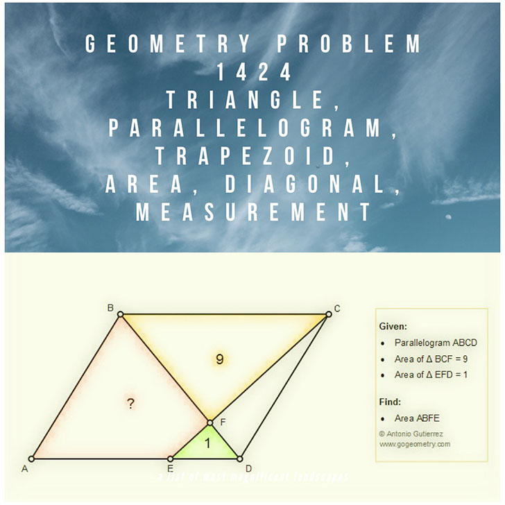 Geometric Art of Problem 1424: Triangle, Parallelogram, Trapezoid, Area, Diagonal, Sketching, Typography, iPad Apps, Art, SW, Tutor