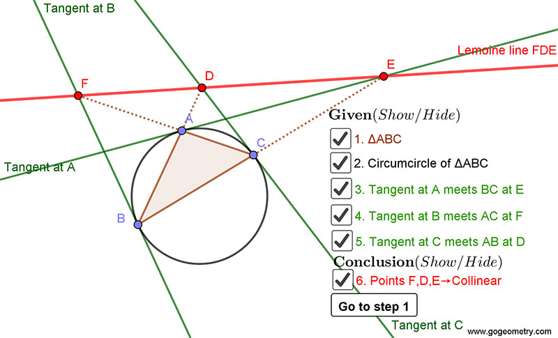 Geometry Problem 1446: Lemoine Line. Using GeoGebra