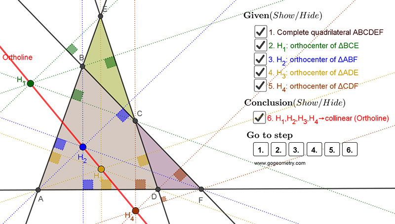 Dynamic Geometry 1450: Ortholine, Steiner Line. Using GeoGebra