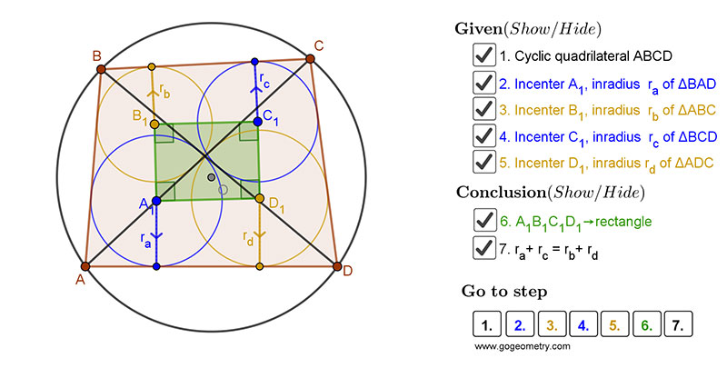 Dynamic Geometry 1452: Japanese Theorem, Sangaku. Using GeoGebra