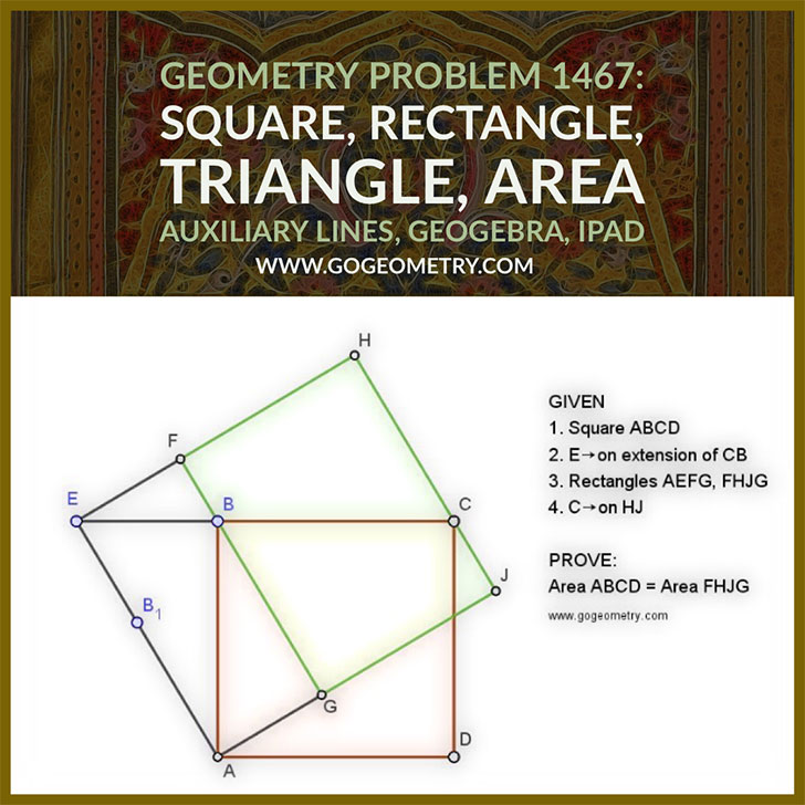 Poster of Geometry Problem 1467: Square, Rectangle, Triangle, Area, iPad Apps, Typography, Poster. Math Infographic, Tutor