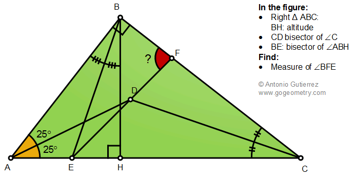 Geometry Problem 1488: Right Triangle, Altitude, Angle Bisectors, Measurement
