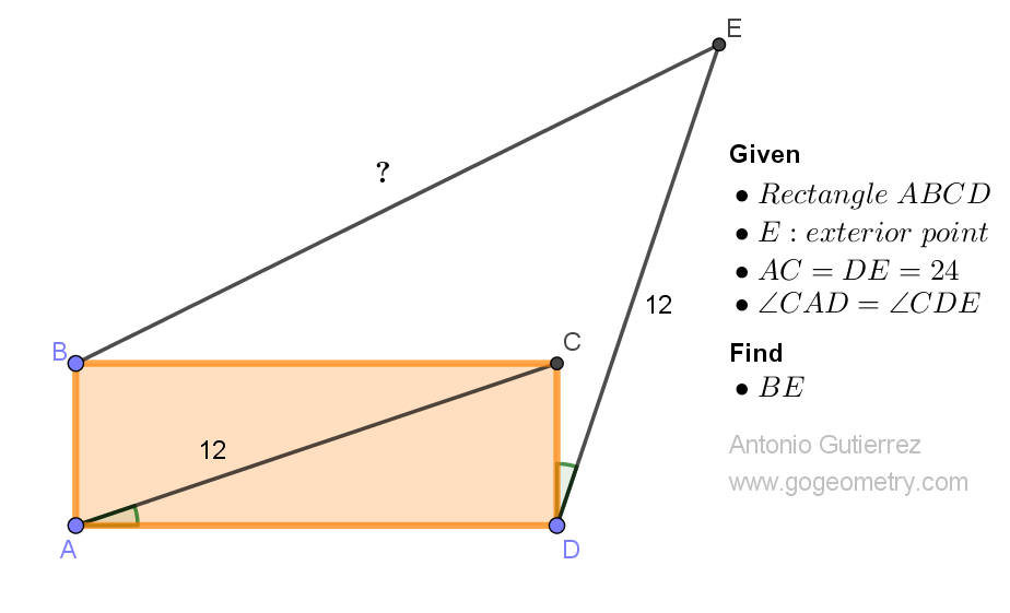 Geometry Problem 1520: Discovering Distances in a Rectangle with an Exterior Point: A Geometry Challenge. Difficulty Level: High School.