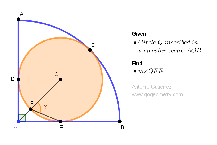 Geometry Problem 1528: Cracking the Circle Code: Unveiling the Tangent and Angle of an Inscribed Circle within a 90-Degree Circular Sector