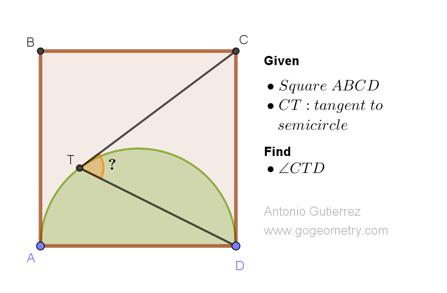 Geometry Problem 1532: Crack the Code of Geometry Problem 1532: How to Find the Angle in a Square with a Tangent Semicircle!