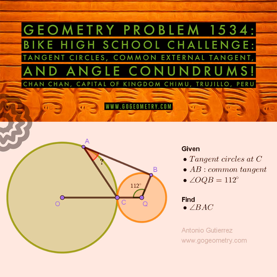 Geometry Problem 1534: High School Brainteaser: Tangent Circles, Common External Tangent, iPad app!