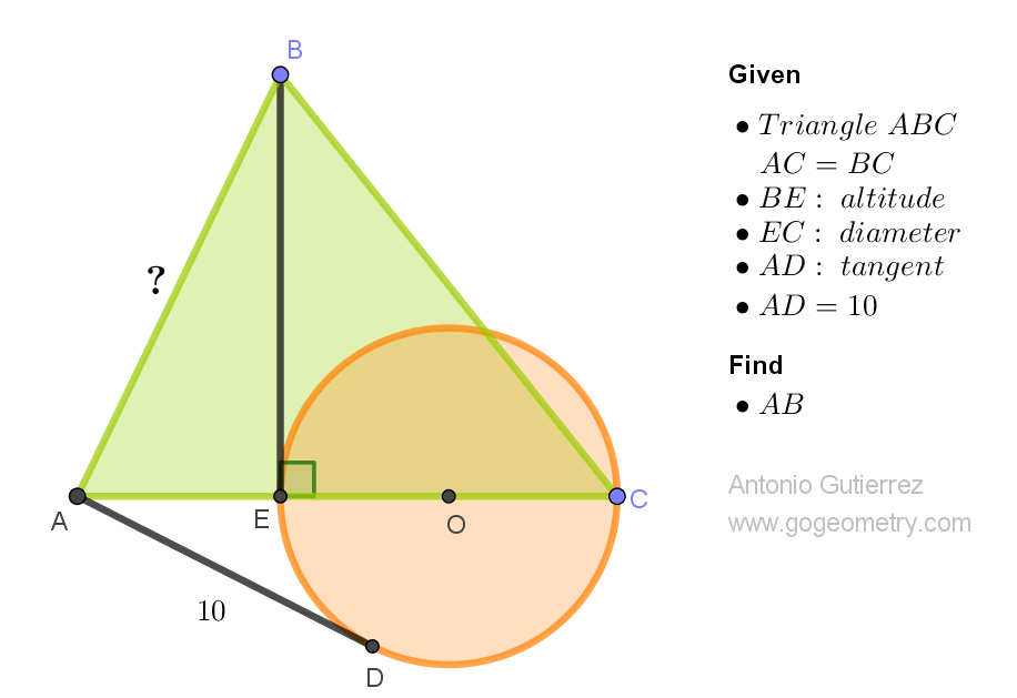 Geometry Problem 1539: Unraveling the Lengths in an Isosceles Triangle with Altitude and Tangent Secrets