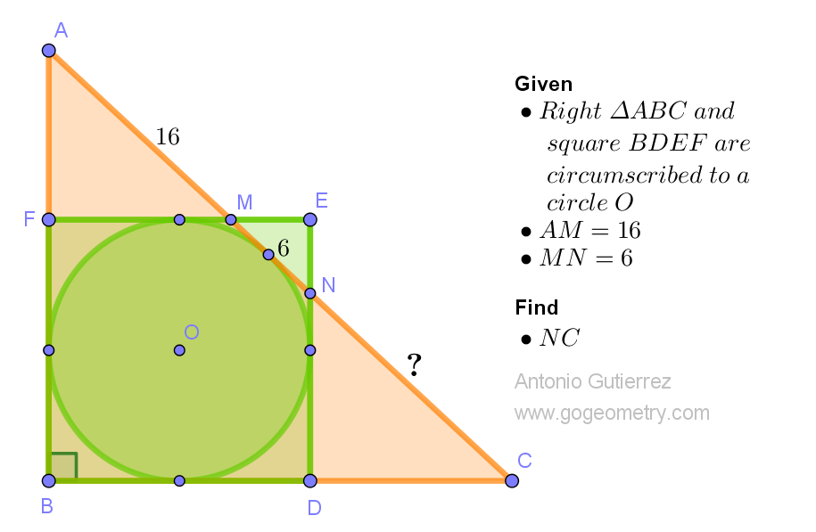 Geometry Problem 1542: Unraveling a Geometric Puzzle with a Circumscribed Right Triangle and Square to the Same Circle