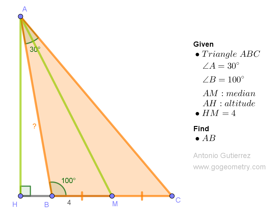 Illustration of Problem 1553: Geometry Problem 1554: Finding the Length of Side AB in Triangle ABC