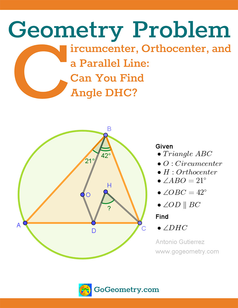 Flyer of Geometry Problem 1561 involving triangle, Circumcenter, Orthocenter, and a Parallel Line using iPad Apps, Tutor