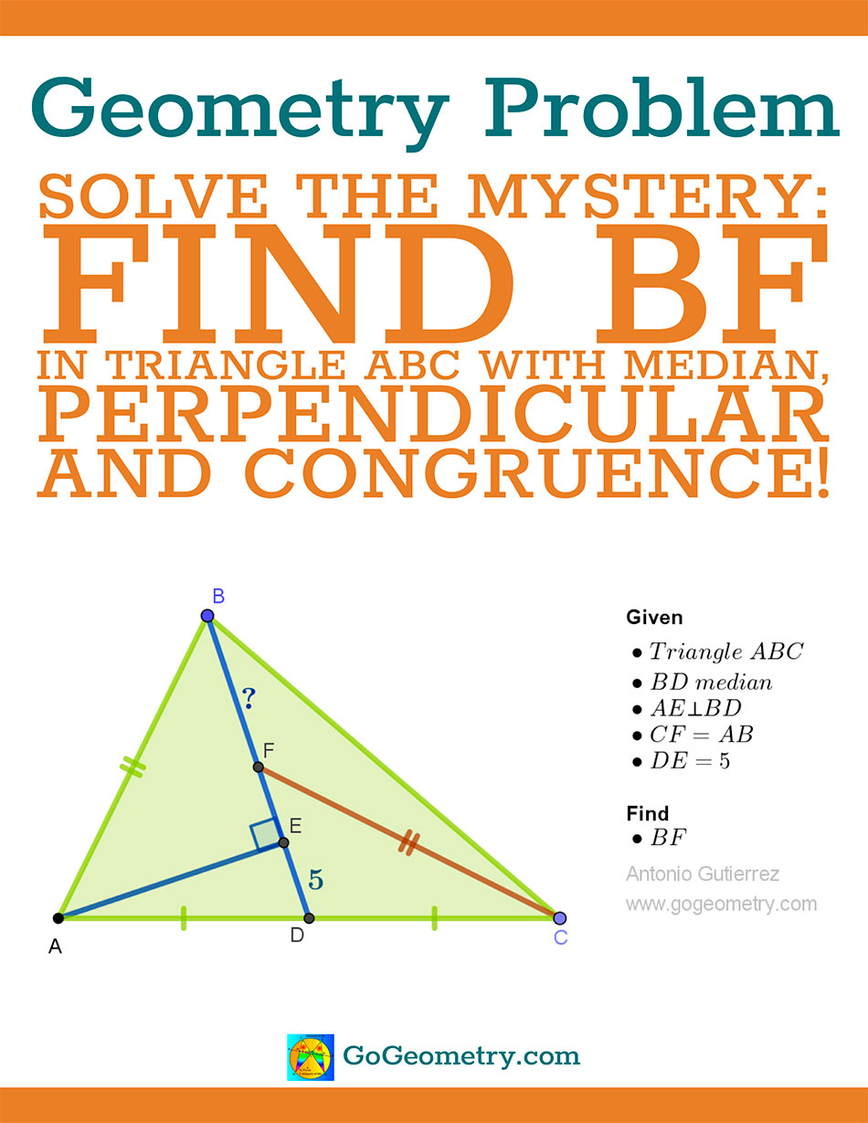 Flyer of Geometry Problem 1565 with triangle, median, perpendicular, congruence, using iPad Apps, Tutor