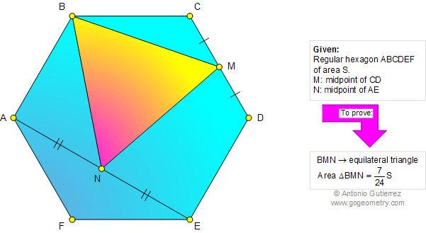 Regular Hexagon, Midpoints, Equilateral Triangle, Area