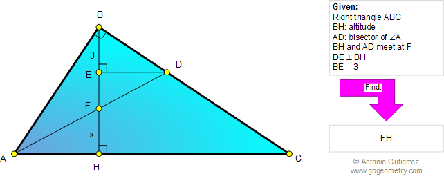 Right triangle, Altitude, Angle Bisector
