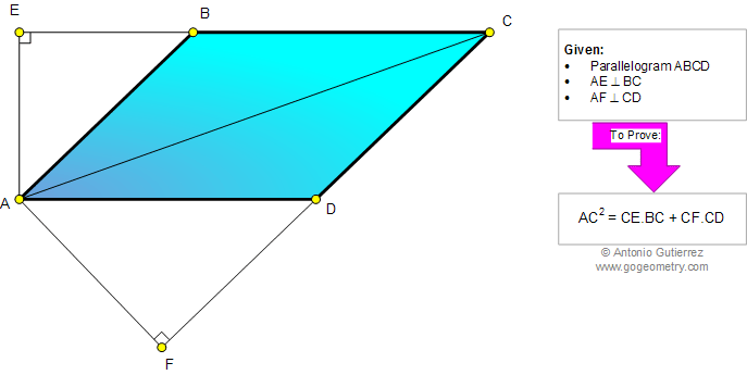 Parallelogram, Perpendicular, Diagonal, Metric Relations, Similarity