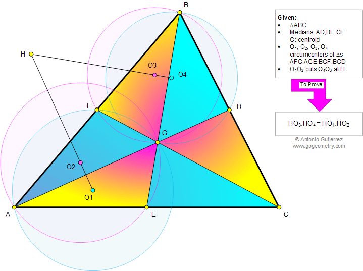 Triangle, Medians, Centroid, Four Circumcenters, Perpendicular, Congruence, Similarity