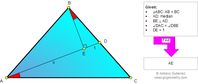 Geometry problem 867: Isosceles Triangle, Median, Perpendicular, Angle, Congruence