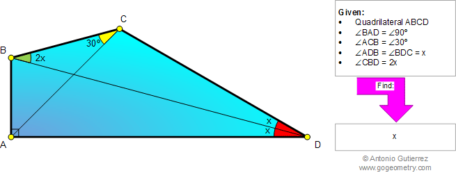 Geometry Problem 872: Quadrilateral, Triangle, Angle, 30, 90 degrees