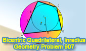 Problem 907 Bicentric Quadrilateral, Incircle, Circumcircle, Circumscribed, Inscribed, Tangent, Inradius