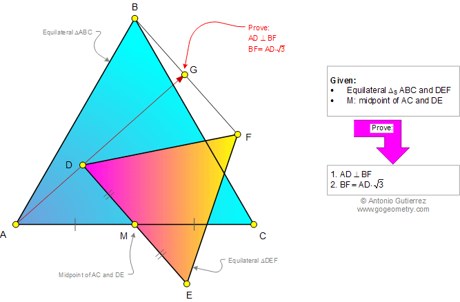 Infographic Geometry Problem 926: Two Equilateral Triangles, Midpoint, Perpendicular, Metric Relations