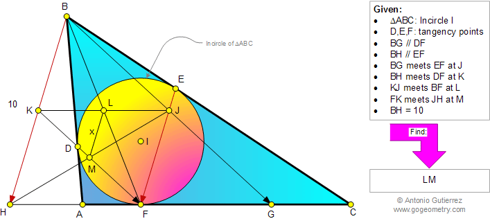 Geometry Problem 943: Triangle, Incircle, Inscribed Circle, Tangency Points, Parallel, Metric Relations