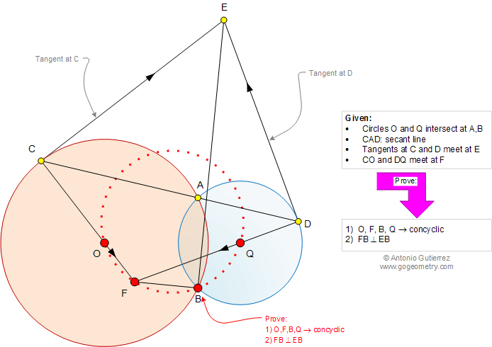 Geometry Problem 993: Intersecting Circles, Secant, Tangent, Concyclic Points, Cyclic Quadrilateral, Perpendicular