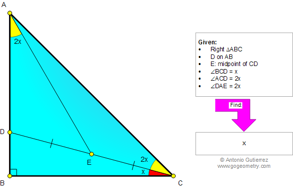 Geometry Problem 999: Right Triangle, Midpoint, Double Angle, Congruence