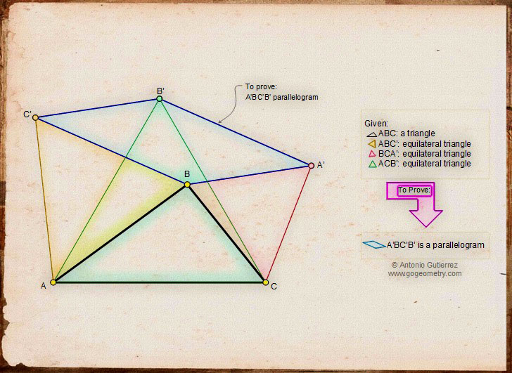 Geometric Art of Problem 242. Equilateral Triangle, Parallelogram. iPad apps.