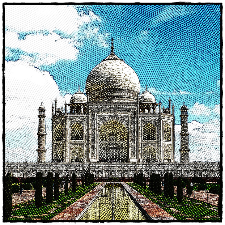 Etching of the Taj Mahal, iPad Apps. Math Infographic, Tutor